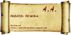 Asbóth Aranka névjegykártya