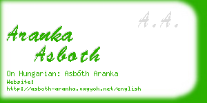 aranka asboth business card