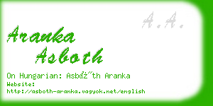 aranka asboth business card